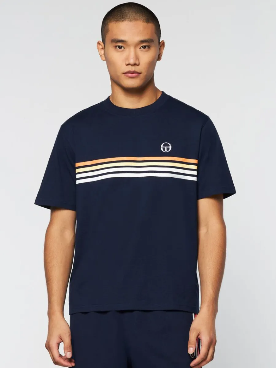 Sergio Tacchini New Melfi T-Shirt- Maritime Blue/ White Discount