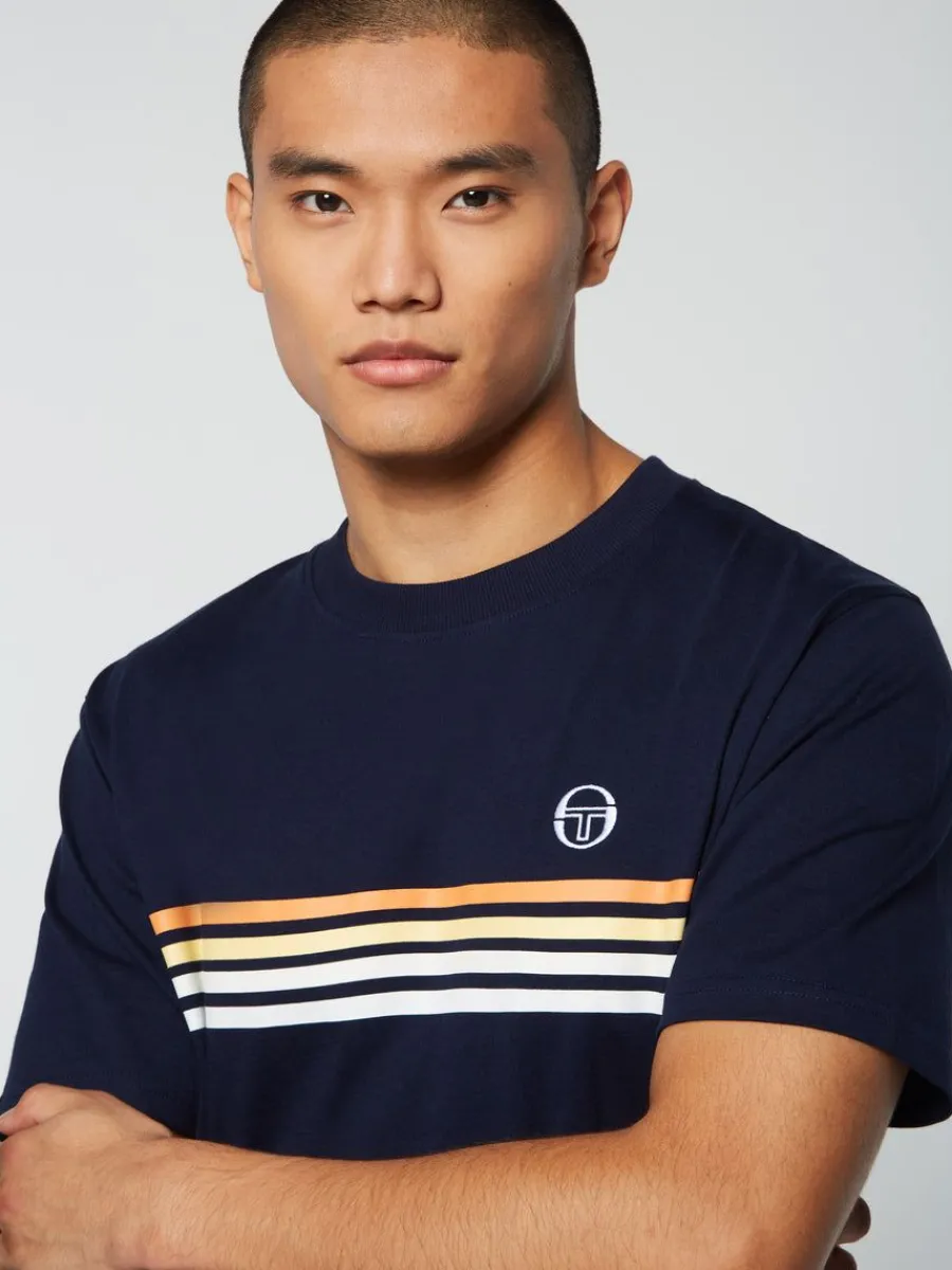 Sergio Tacchini New Melfi T-Shirt- Maritime Blue/ White Discount