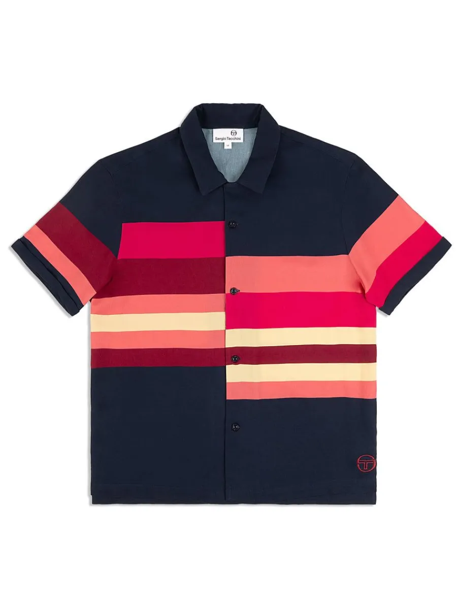 Sergio Tacchini Pennellata Cabana Shirt- Maritime Blue/ Multi Discount