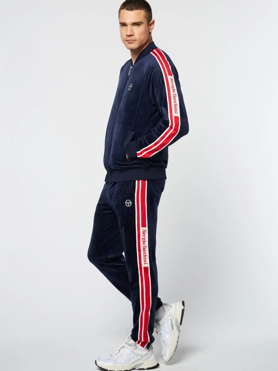 Sergio Tacchini Pereto Velour Track Jacket- Maritime Blue Clearance