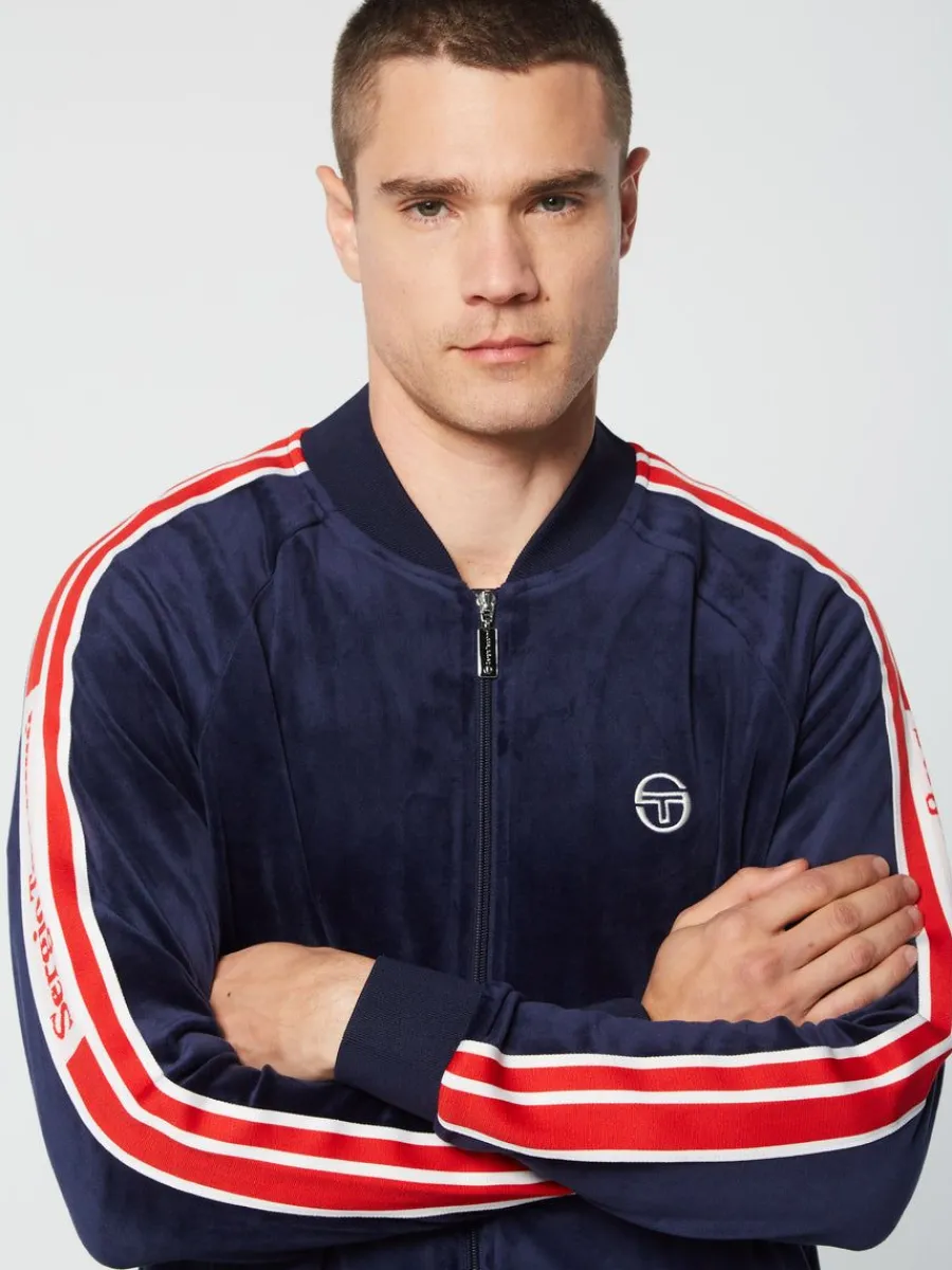 Sergio Tacchini Pereto Velour Track Jacket- Maritime Blue Clearance