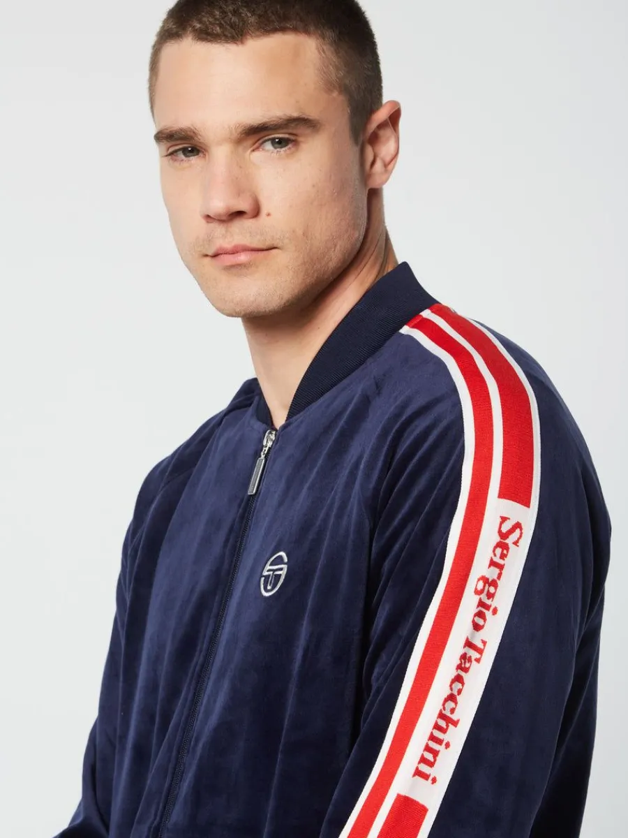 Sergio Tacchini Pereto Velour Track Jacket- Maritime Blue Clearance