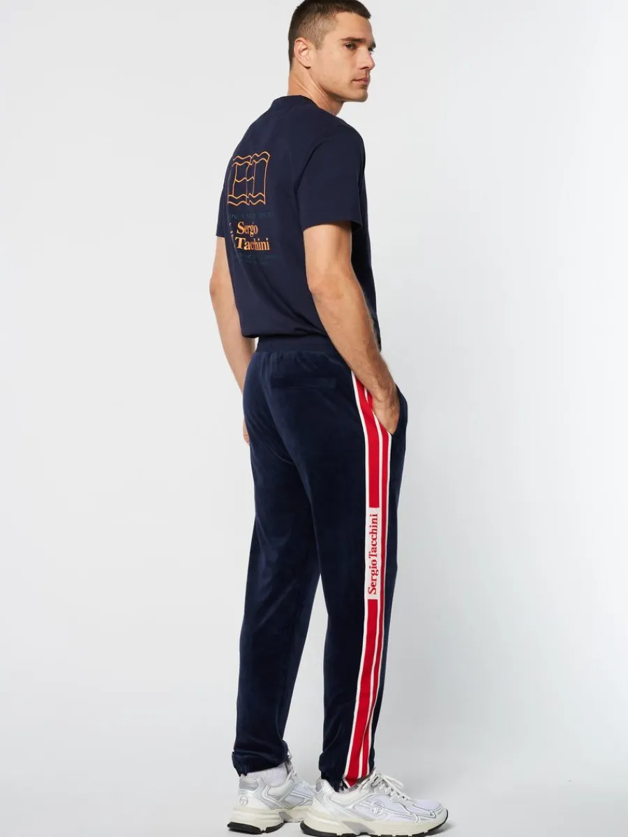 Sergio Tacchini Pereto Velour Track Pant- Maritime Blue Best