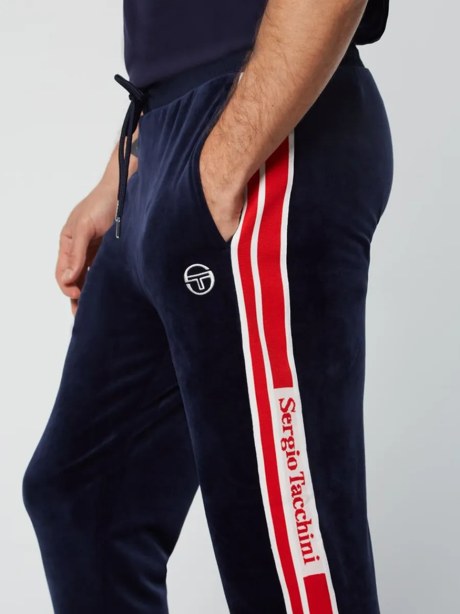 Sergio Tacchini Pereto Velour Track Pant- Maritime Blue Best