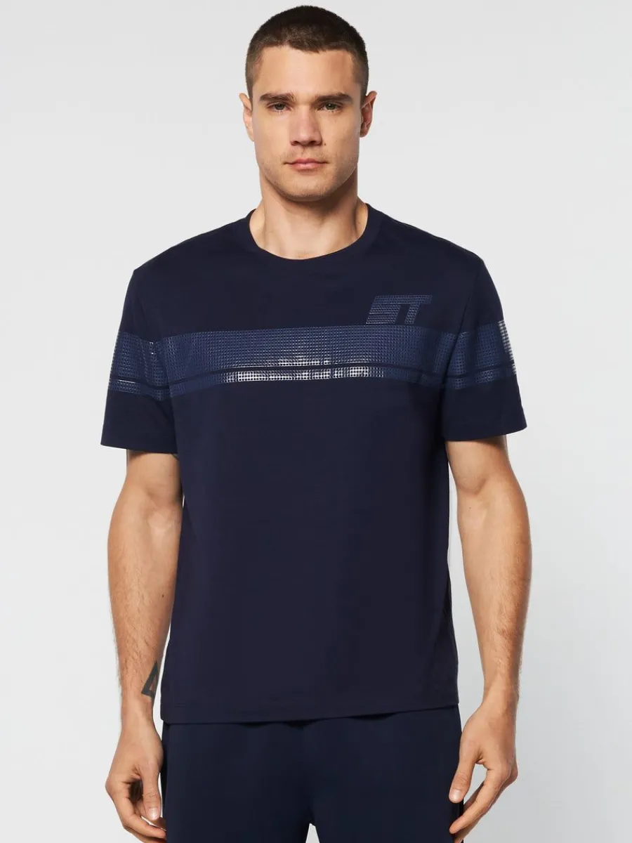 Sergio Tacchini Perforata T-Shirt- Maritime Blue Hot