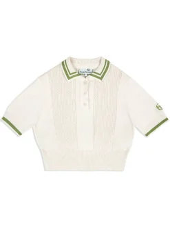Sergio Tacchini Perla Knit Cropped Polo- Gardenia Sale