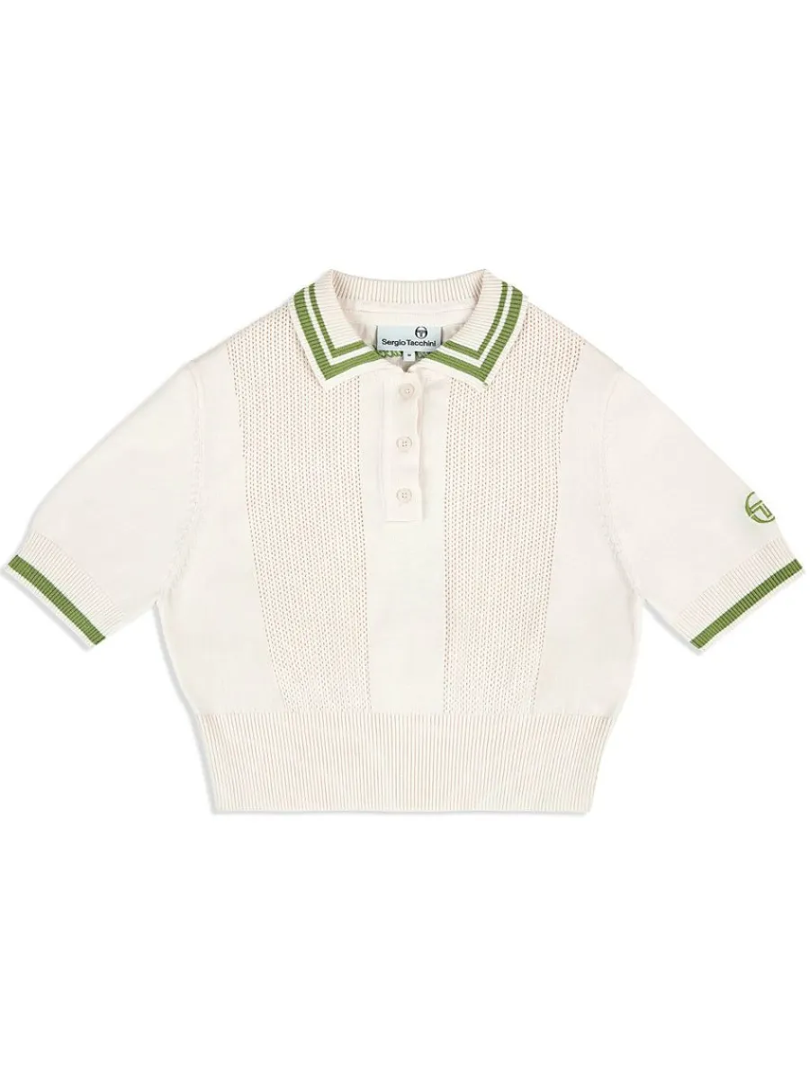 Sergio Tacchini Perla Knit Cropped Polo- Gardenia Sale