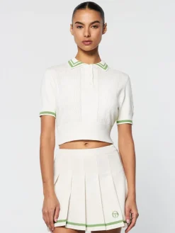 Sergio Tacchini Perla Knit Cropped Polo- Gardenia Sale