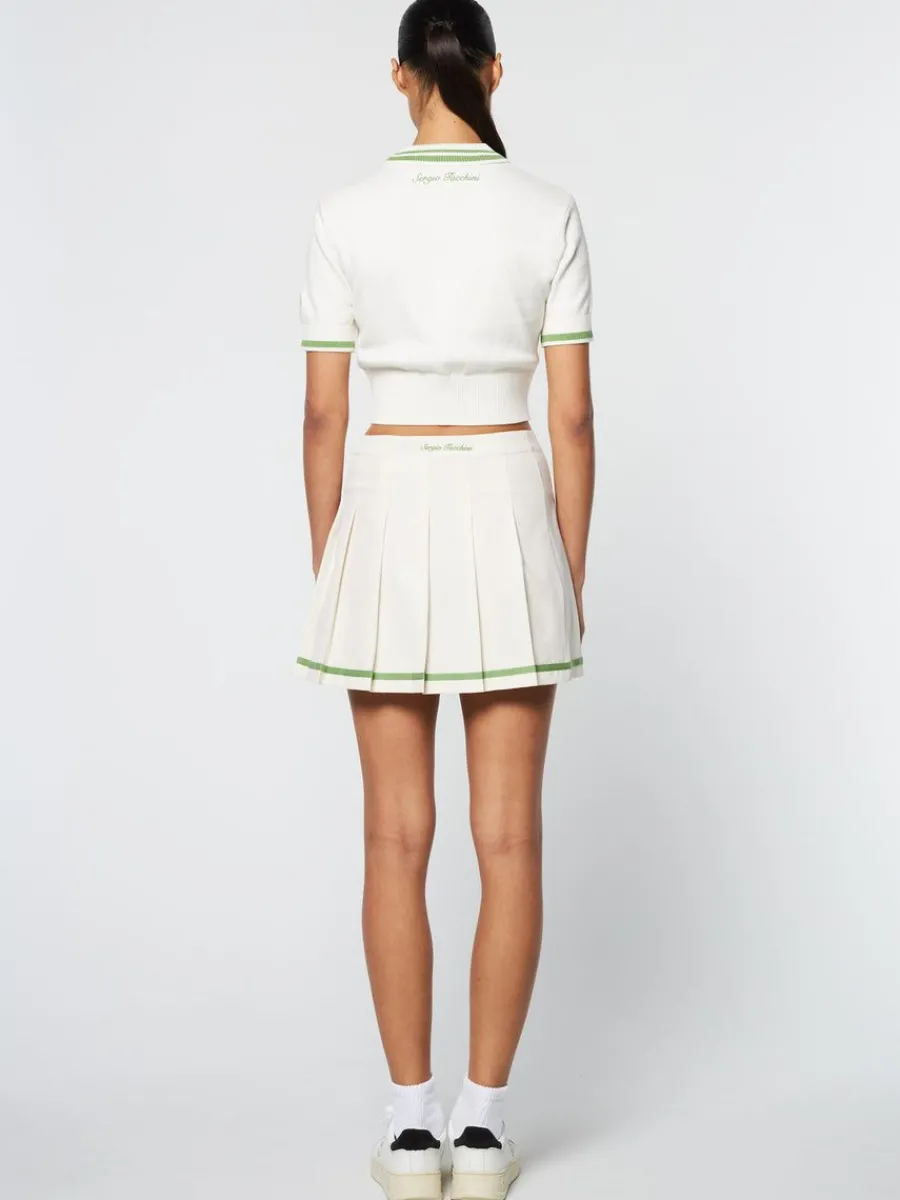 Sergio Tacchini Perla Knit Cropped Polo- Gardenia Sale