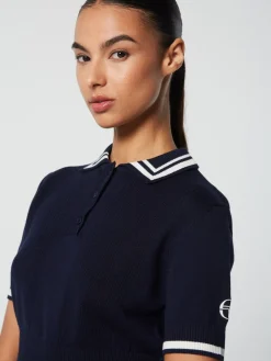 Sergio Tacchini Perla Knit Cropped Polo- Maritime Blue Discount