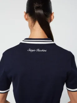 Sergio Tacchini Perla Knit Cropped Polo- Maritime Blue Discount