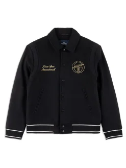 Sergio Tacchini Prep Wool Varsity Jacket- Black