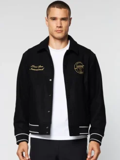 Sergio Tacchini Prep Wool Varsity Jacket- Black