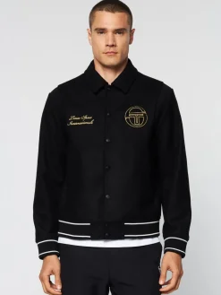 Sergio Tacchini Prep Wool Varsity Jacket- Black