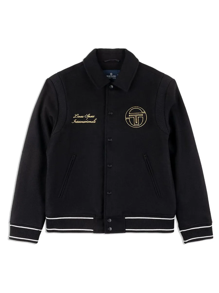 Sergio Tacchini Prep Wool Varsity Jacket- Black Discount