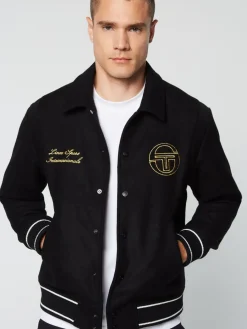 Sergio Tacchini Prep Wool Varsity Jacket- Black Discount