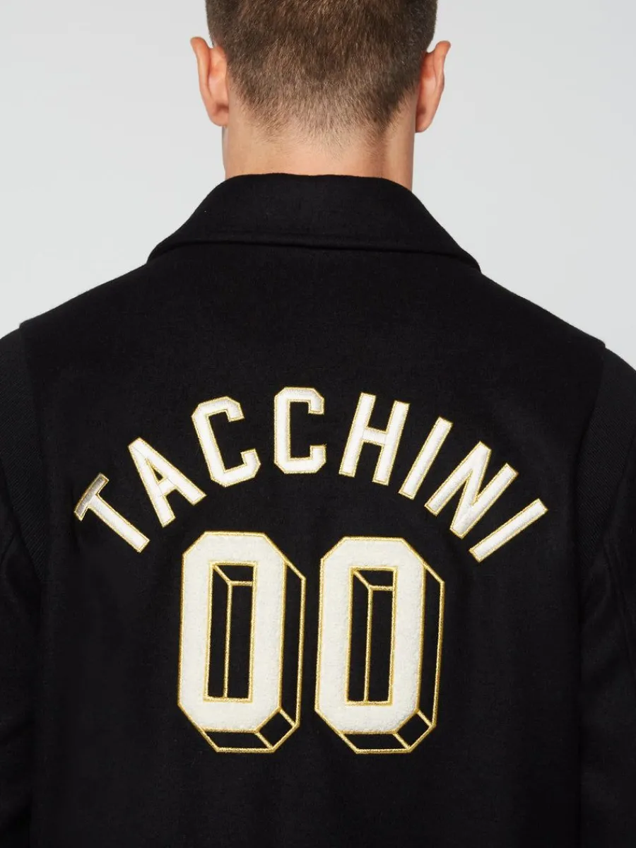 Sergio Tacchini Prep Wool Varsity Jacket- Black Discount