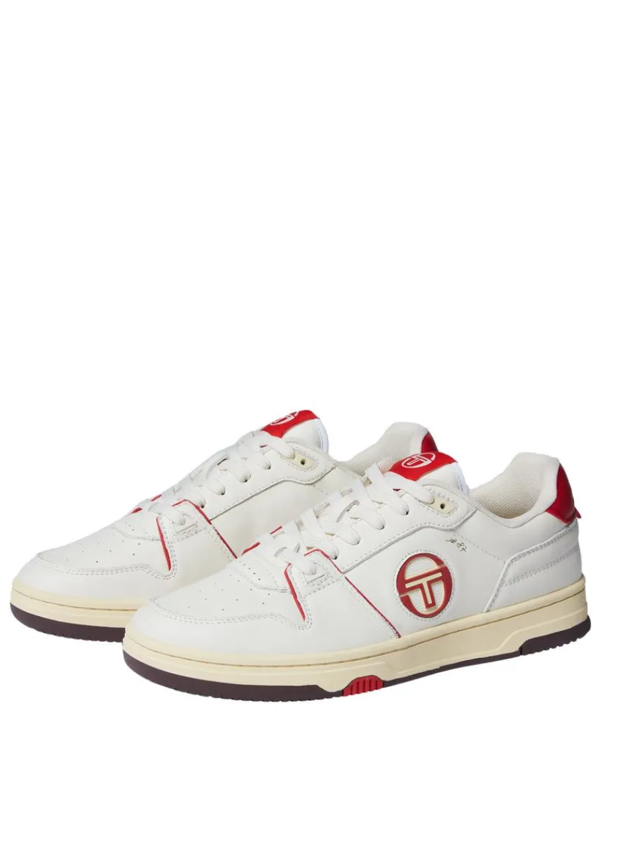 Sergio Tacchini Prime Shot Da Sneaker- Antique White/ Almond Oil/ Adrenaline Red
