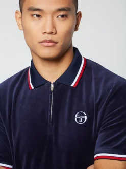 Sergio Tacchini Primo Velour Polo- Maritime Blue Hot