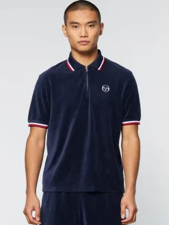 Sergio Tacchini Primo Velour Polo- Maritime Blue New