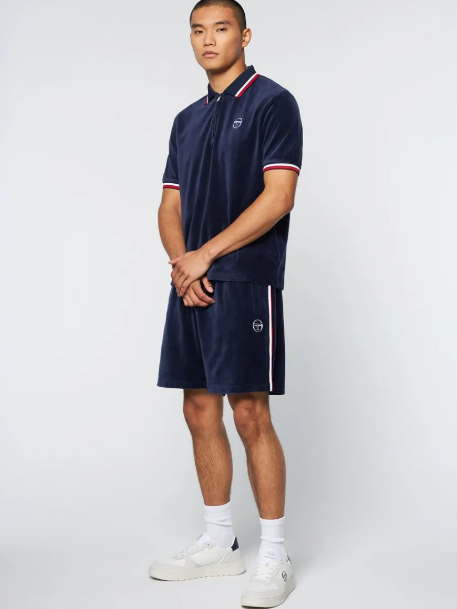 Sergio Tacchini Primo Velour Polo- Maritime Blue New