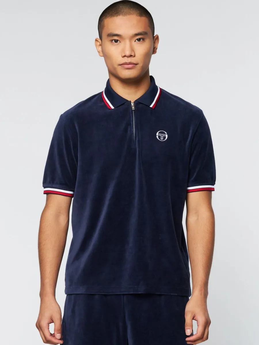 Sergio Tacchini Primo Velour Polo- Maritime Blue Online