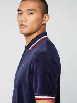 Sergio Tacchini Primo Velour Polo- Maritime Blue Online