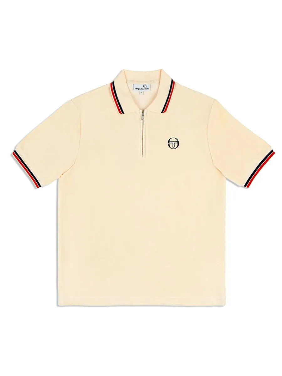 Sergio Tacchini Primo Velour Polo- Pearl Ivory Sale