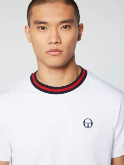 Sergio Tacchini Rainer T-Shirt- White/ Adrenaline Rush Hot