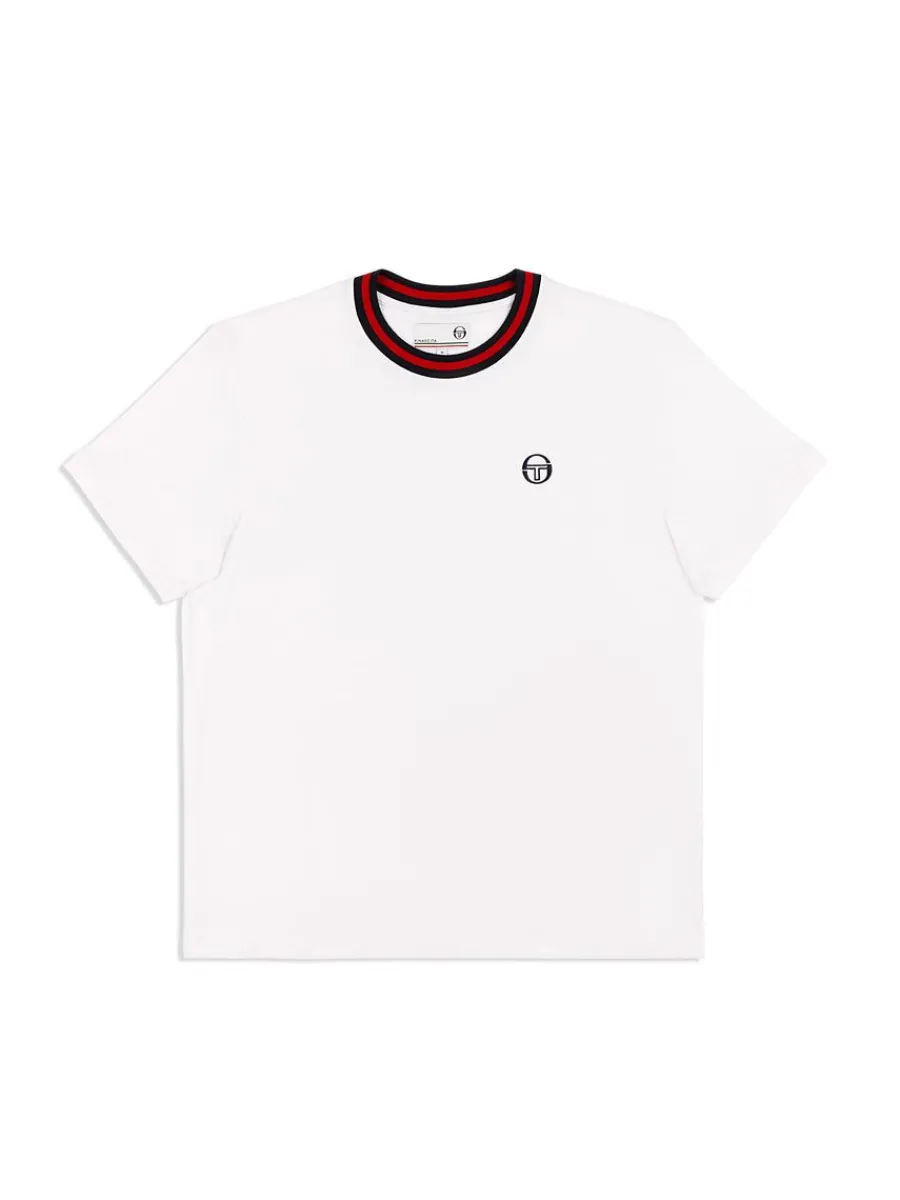 Sergio Tacchini Rainer T-Shirt- White/ Adrenaline Rush Outlet