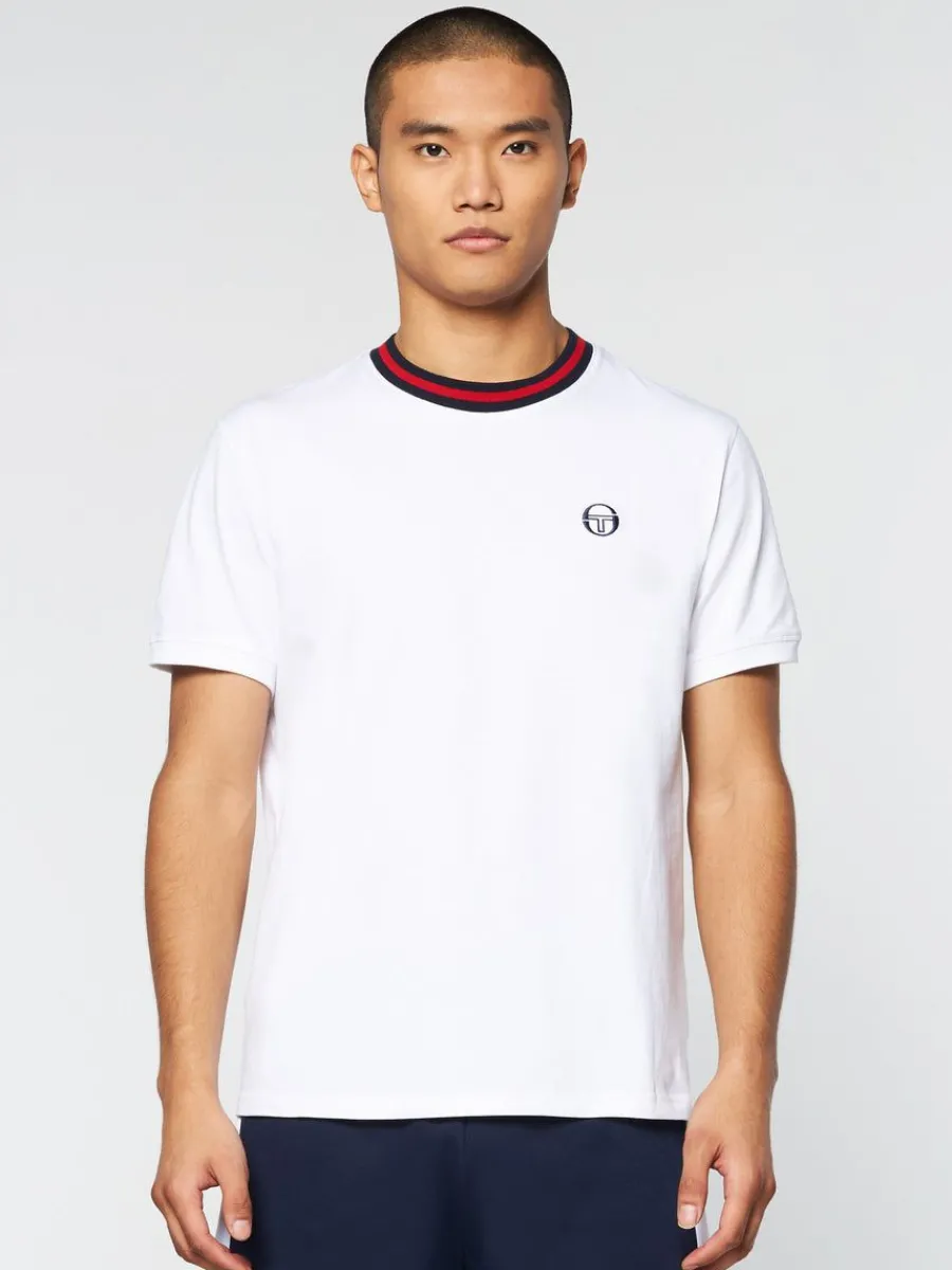 Sergio Tacchini Rainer T-Shirt- White/ Adrenaline Rush Online