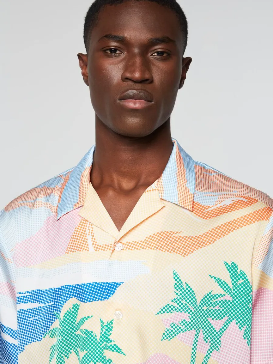 Sergio Tacchini Riviera Camp Shirt- Deep Mint/ Multi Outlet