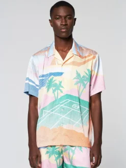 Sergio Tacchini Riviera Camp Shirt- Deep Mint/ Multi Hot