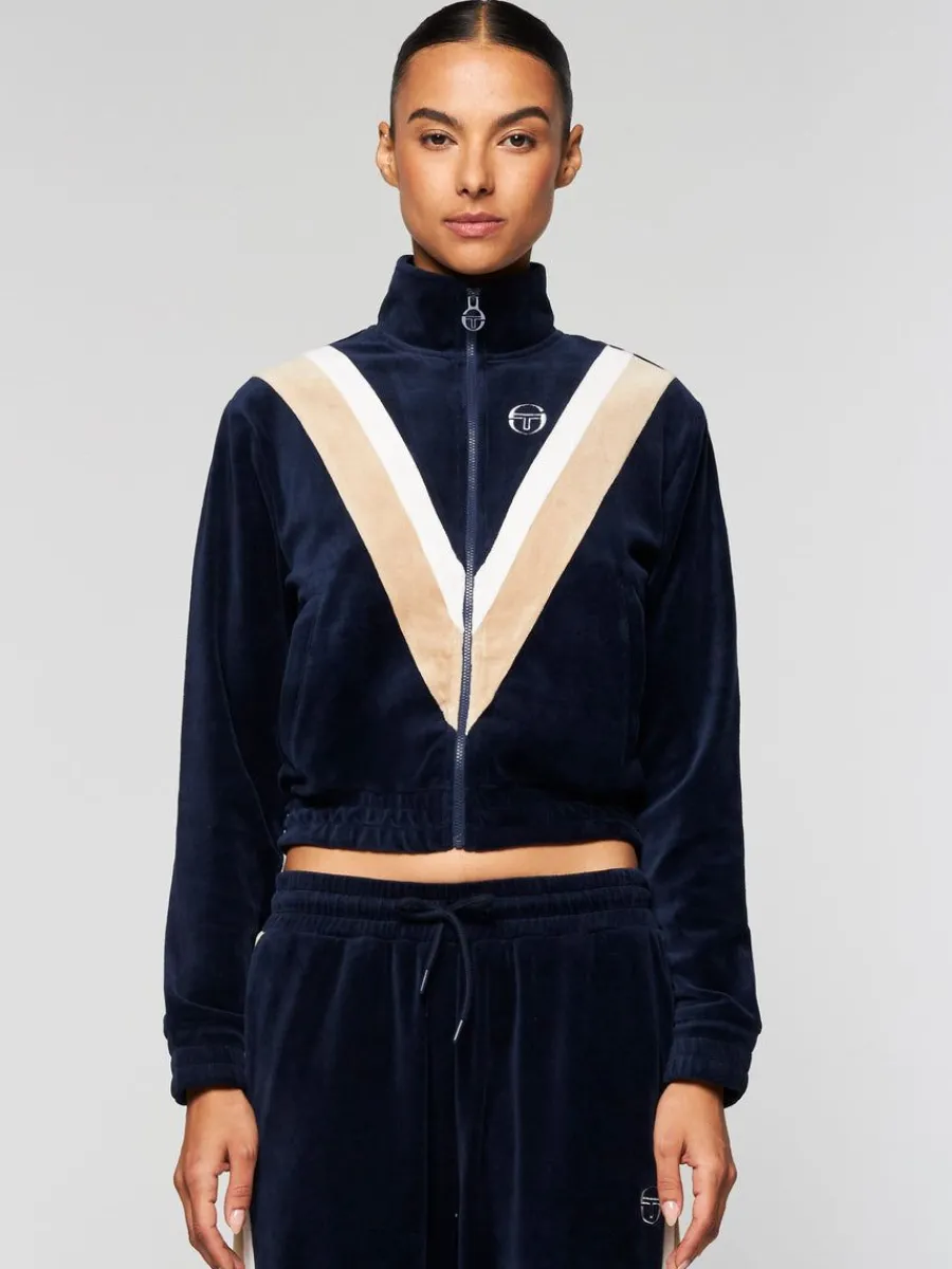 Sergio Tacchini Sara Velour Track Jacket- Maritime Blue Clearance