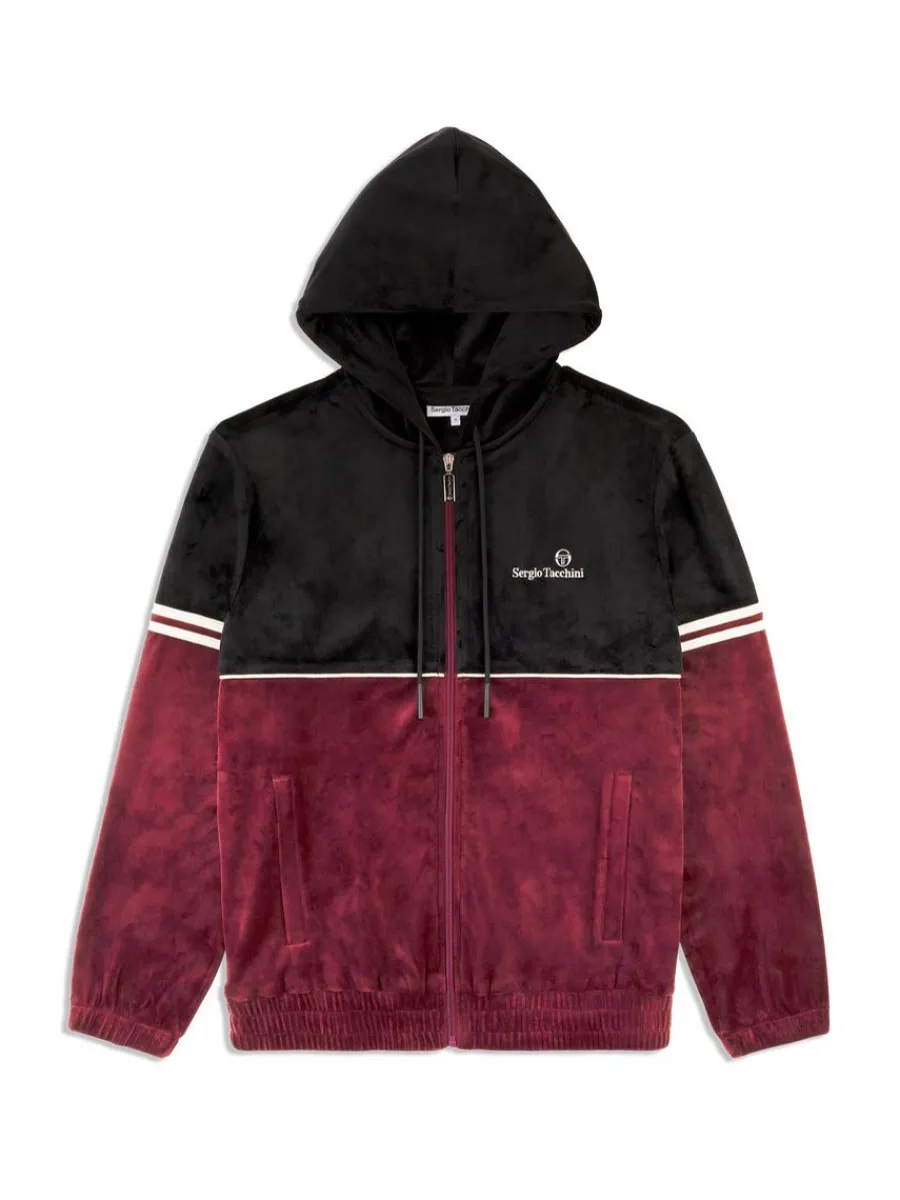 Sergio Tacchini Scopeto Full-Zip Velour Hoodie- Black Beauty/ Mauve Wine Online