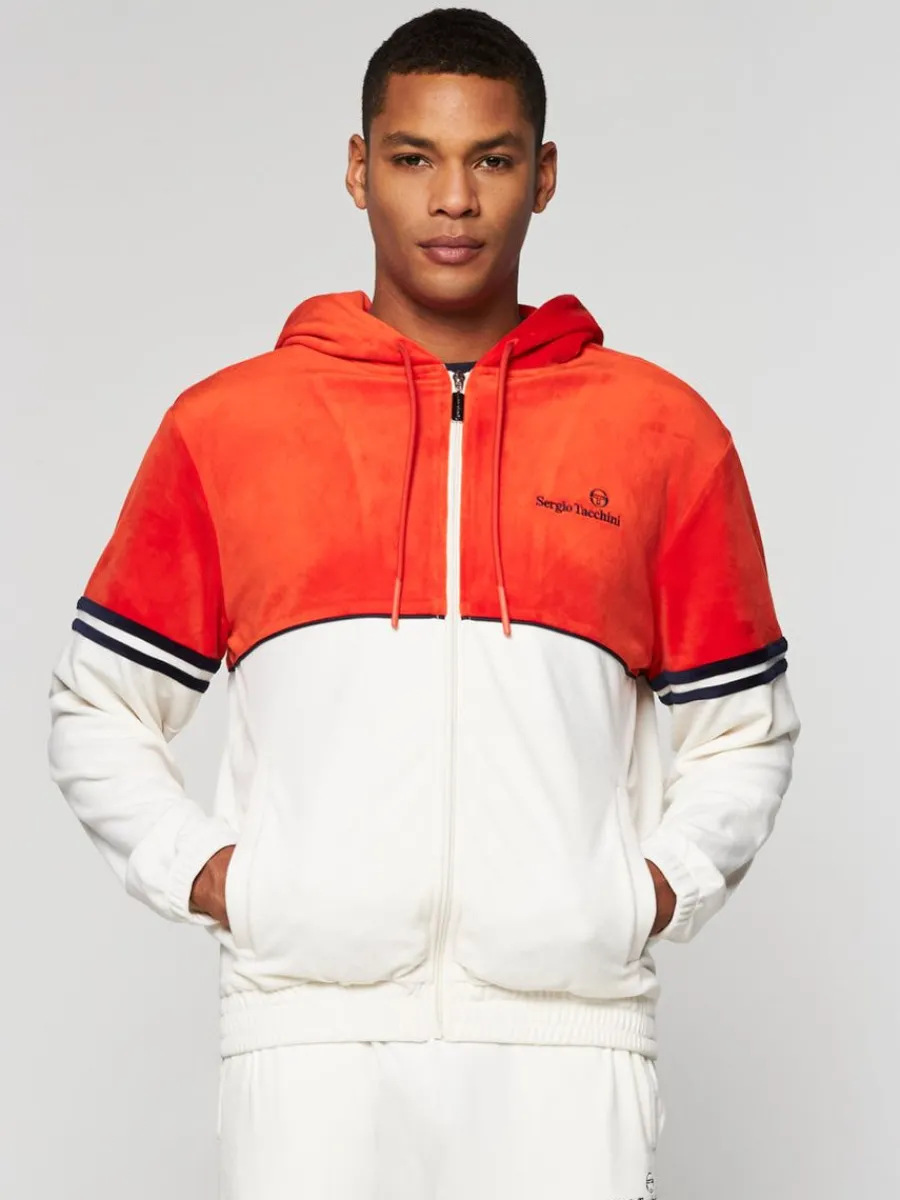 Sergio Tacchini Scopeto Full-Zip Velour Hoodie- Poinciana/ Gardenia Best