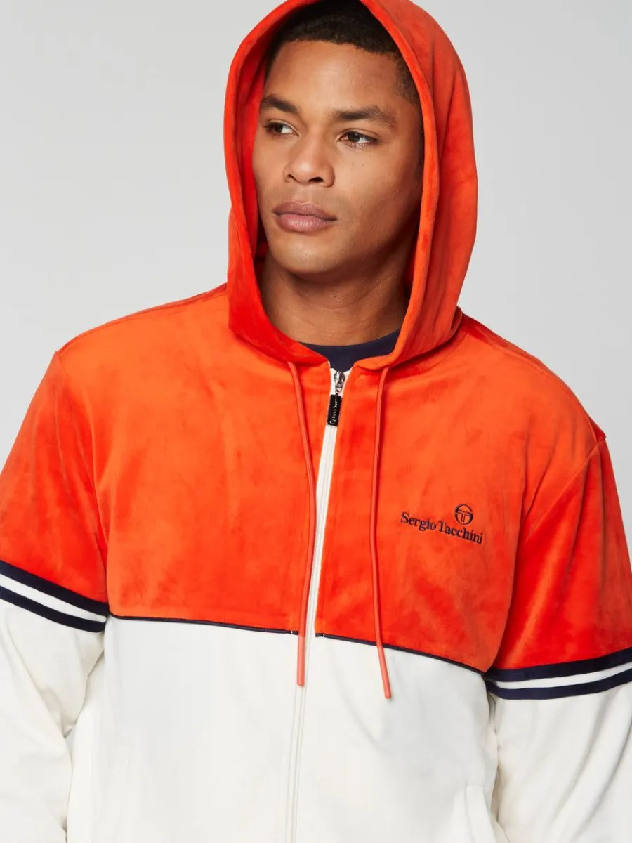 Sergio Tacchini Scopeto Full-Zip Velour Hoodie- Poinciana/ Gardenia Best