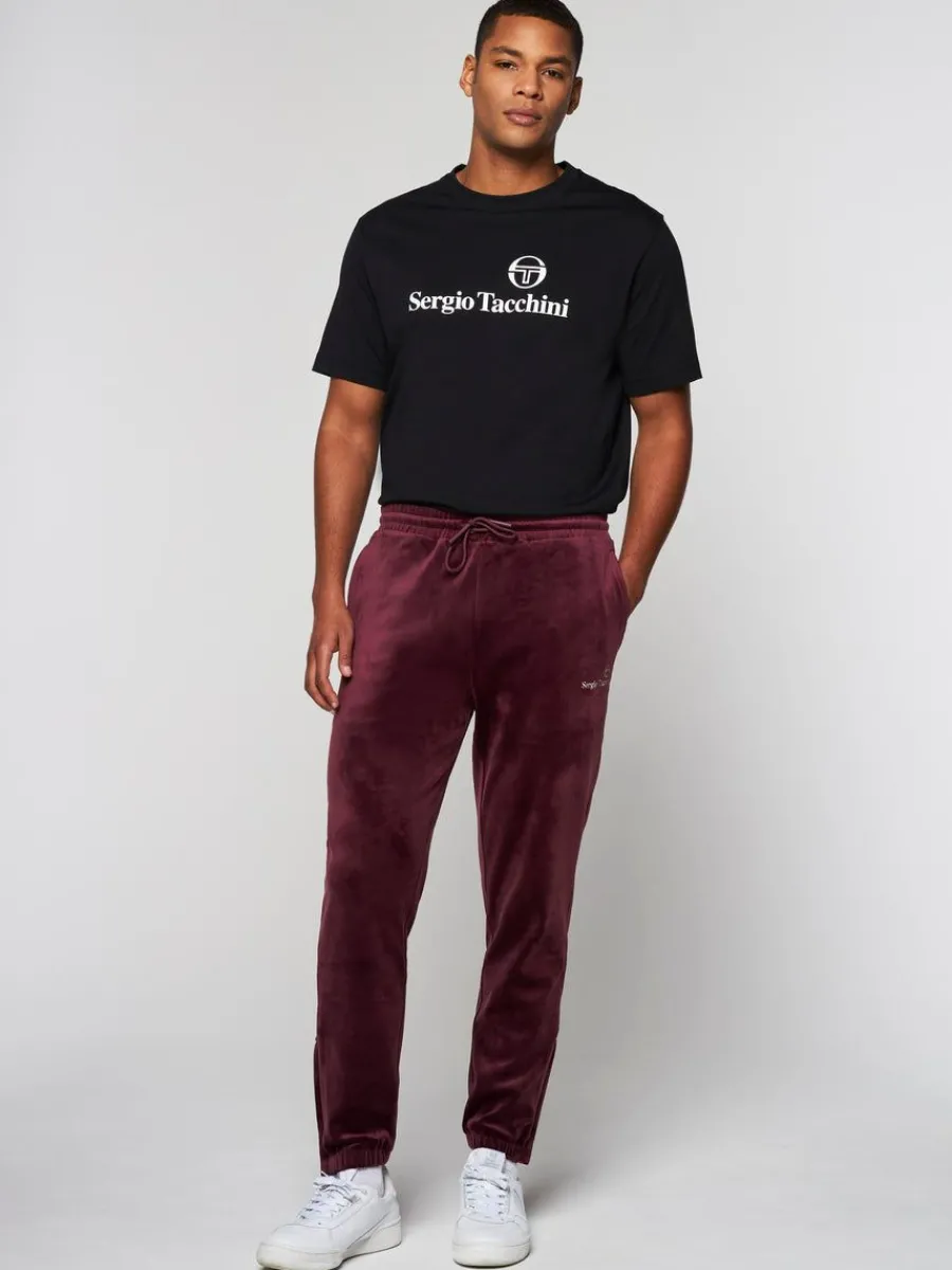 Sergio Tacchini Scopeto Velour Pant-Black Beauty/ Mauve Wine Sale