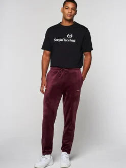 Sergio Tacchini Scopeto Velour Pant-Black Beauty/ Mauve Wine Outlet