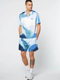 Sergio Tacchini Spiaggia Cabana Shirt- Maritime Blue/ Multi Hot