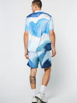 Sergio Tacchini Spiaggia Cabana Shirt- Maritime Blue/ Multi Hot