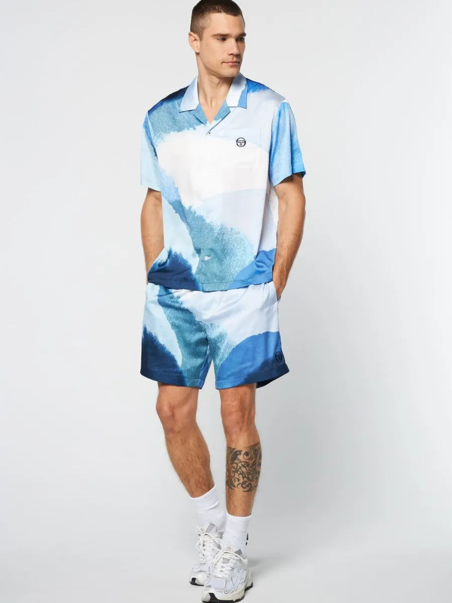 Sergio Tacchini Spiaggia Cabana Shirt- Maritime Blue/ Multi New