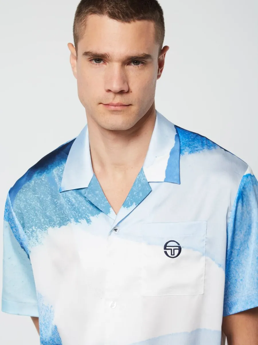 Sergio Tacchini Spiaggia Cabana Shirt- Maritime Blue/ Multi New