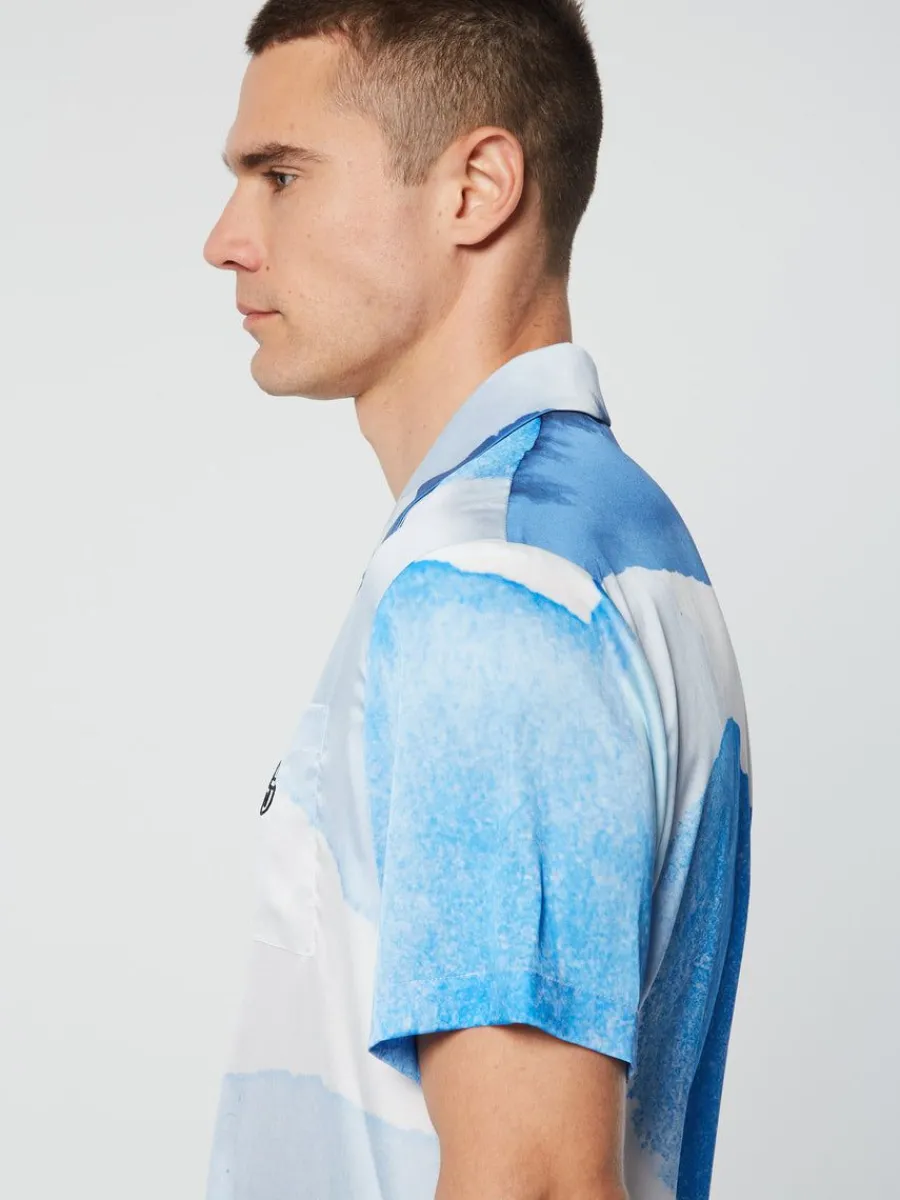Sergio Tacchini Spiaggia Cabana Shirt- Maritime Blue/ Multi New