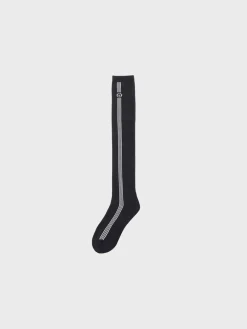 Sergio Tacchini Striped Knee High Socks- Black