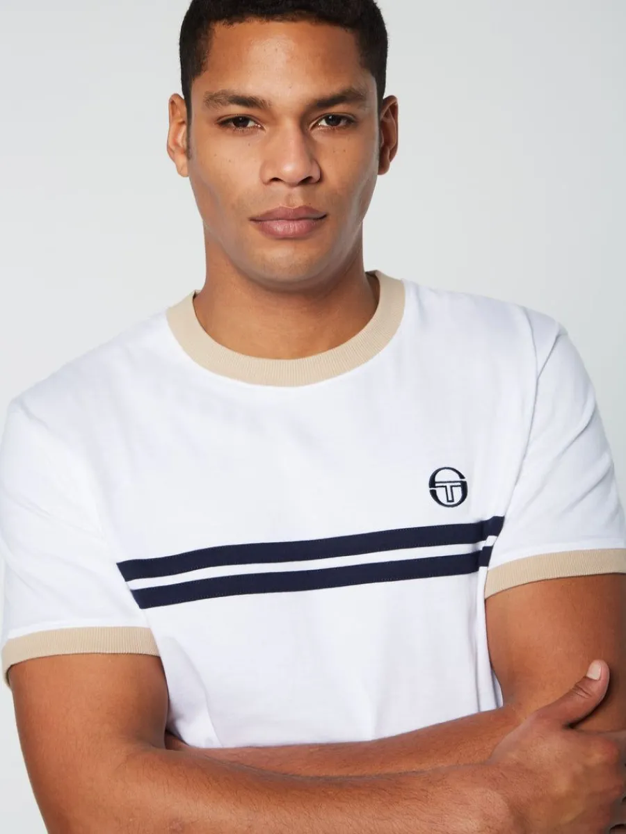 Sergio Tacchini Supermac T-Shirt- White/ Humus Sale