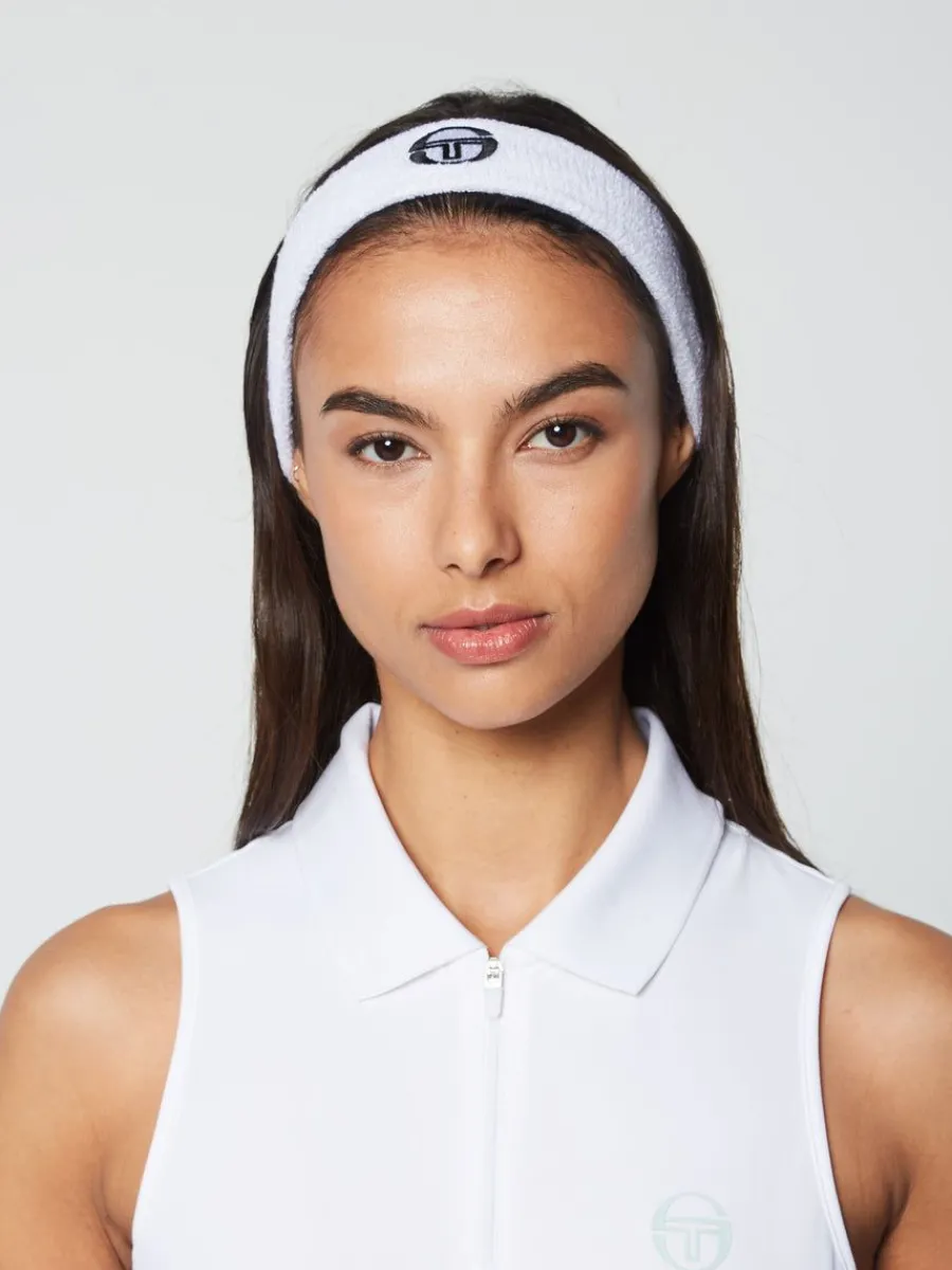 Sergio Tacchini Tennis Headband- White Clearance