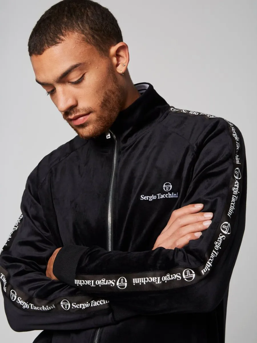 Sergio Tacchini Tipo Velour Track Jacket- Black Clearance