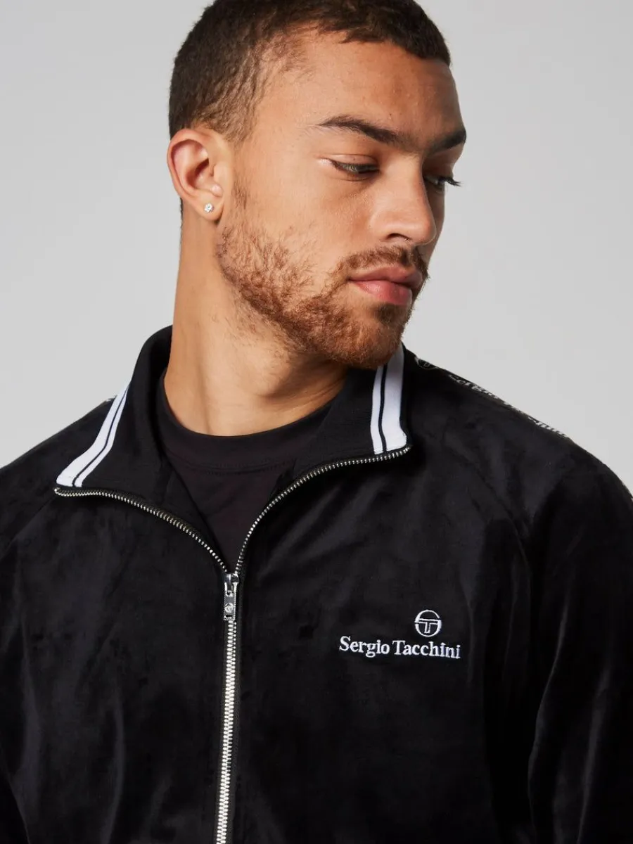 Sergio Tacchini Tipo Velour Track Jacket- Black Clearance