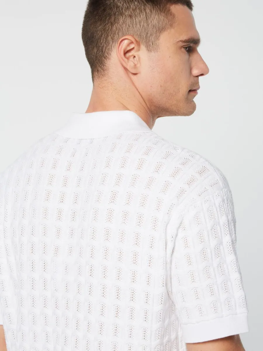 Sergio Tacchini Ulivo Crochet Shirt- Brilliant White Sale